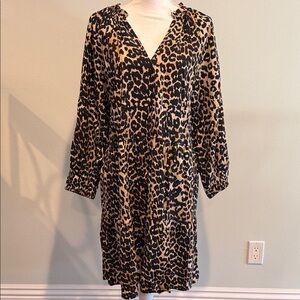 Leopard Print V-Neck Dress